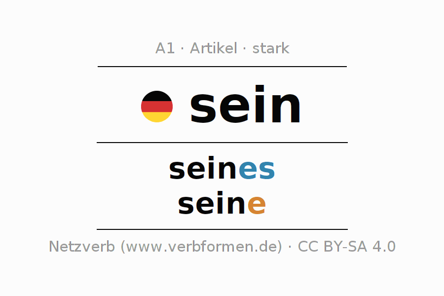 Deklination des Artikels sein mit Plural und Genus