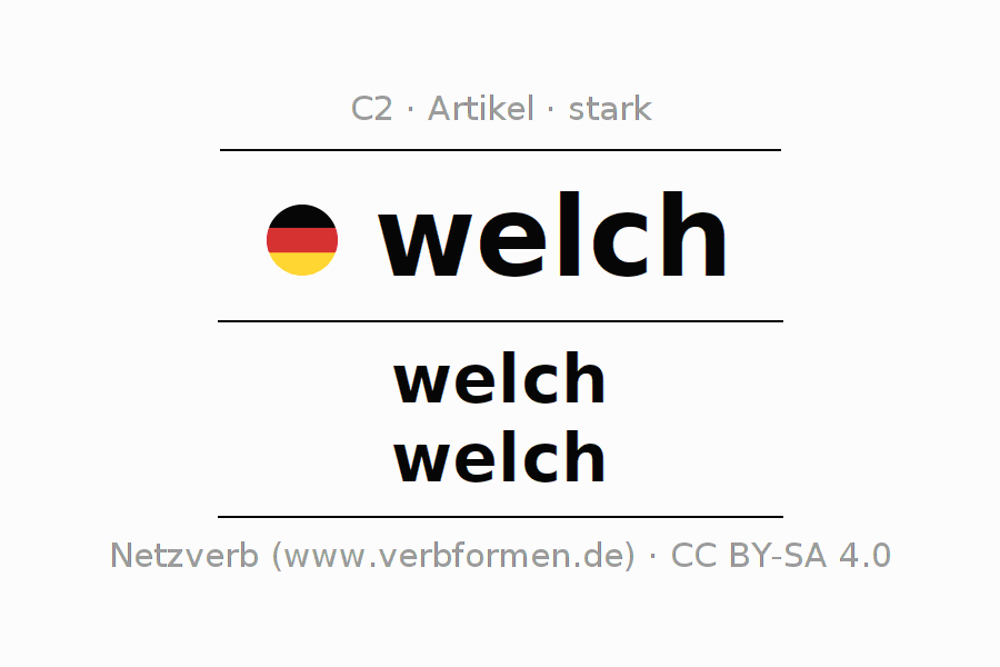 Deklination des Artikels welch mit Plural und Genus