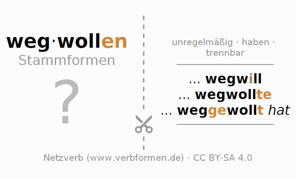 Lernkarten für die Konjugation des Verbs wegwollen