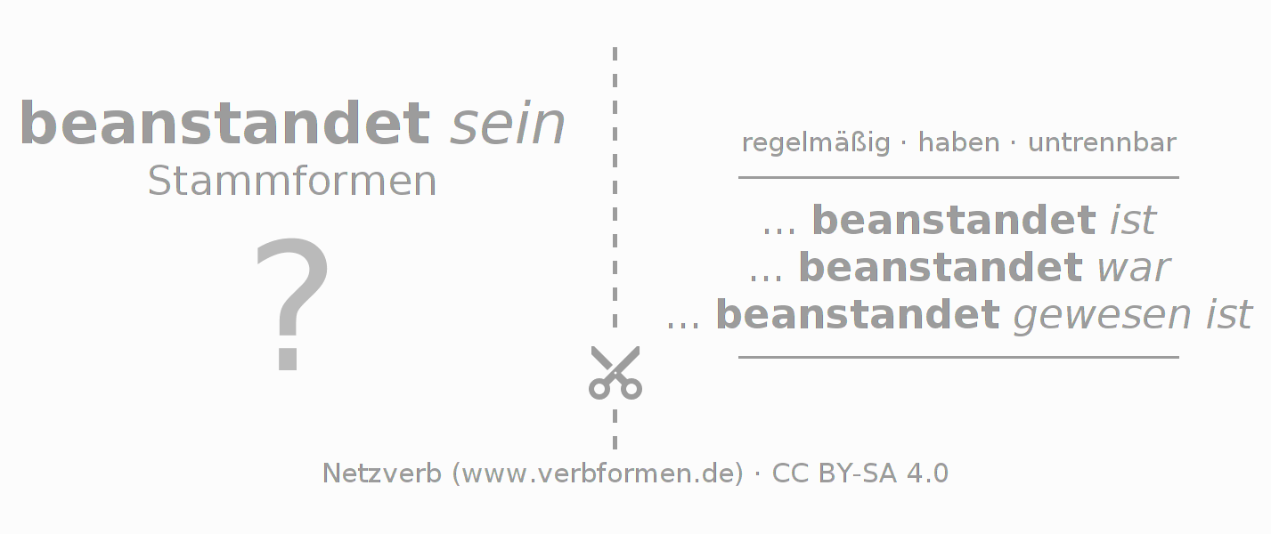 Lernkarten für die Konjugation des Verbs beanstanden