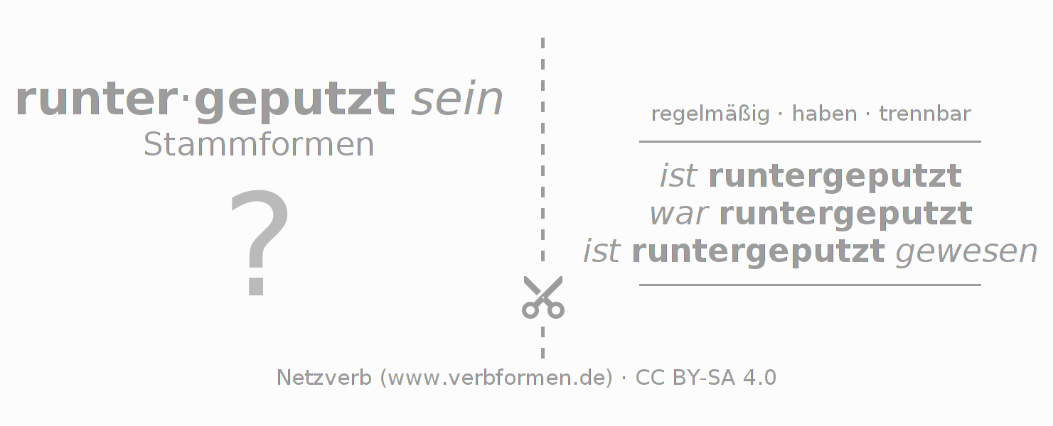 Lernkarten für die Konjugation des Verbs runterputzen