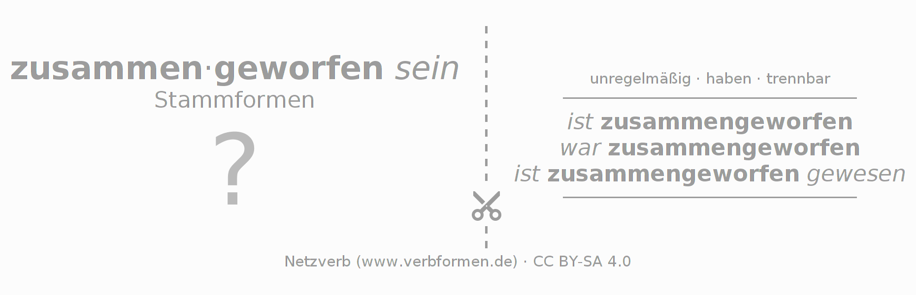 Lernkarten für die Konjugation des Verbs zusammenwerfen