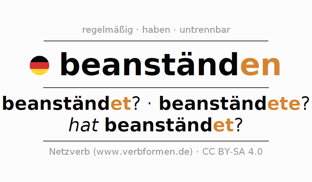 Konjugation des Verbs beanständen