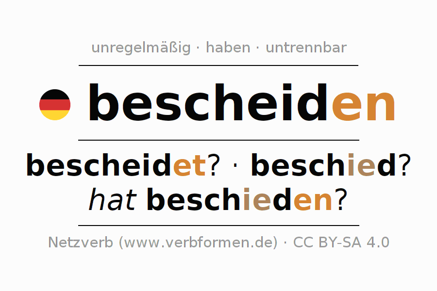 Konjugation des Verbs bescheiden