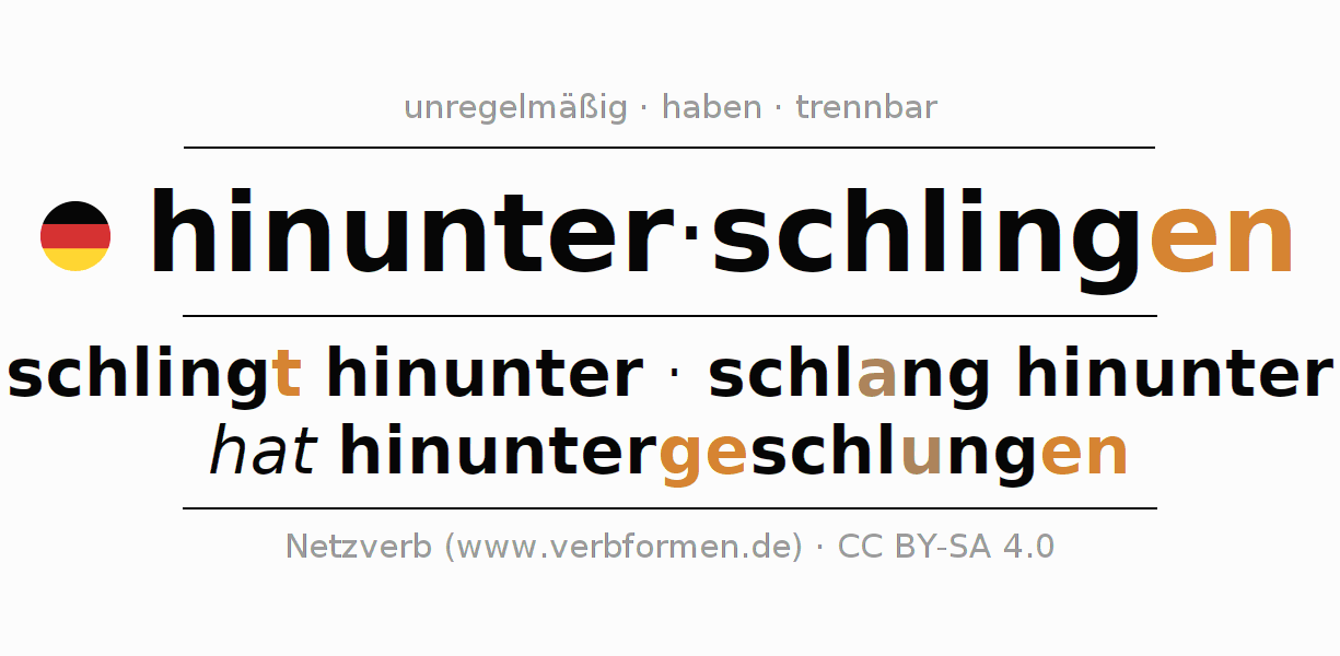Konjugation des Verbs hinunterschlingen