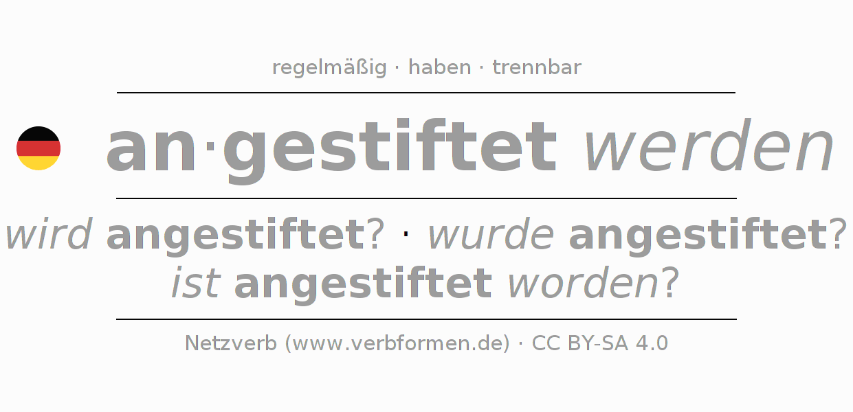 Beispielsätze für das Verb anstiften 〈Vorgangspassiv〉 〈Fragesatz〉