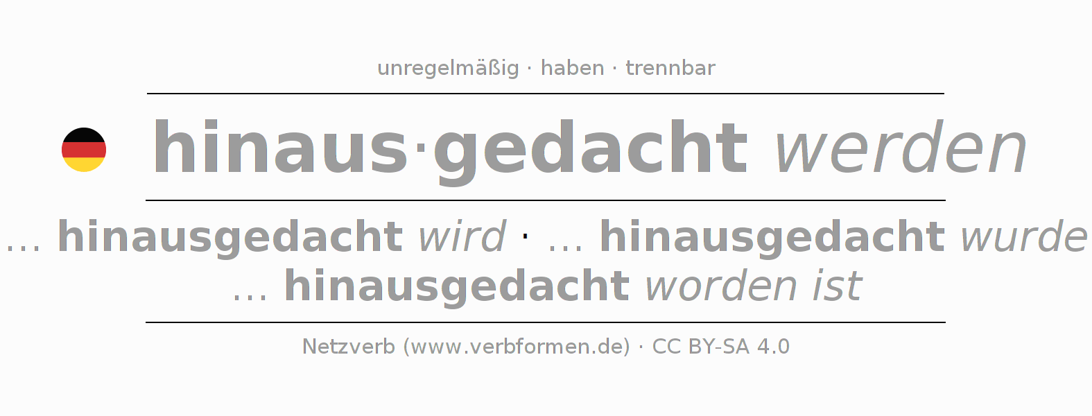 Konjugation des Verbs hinausdenken