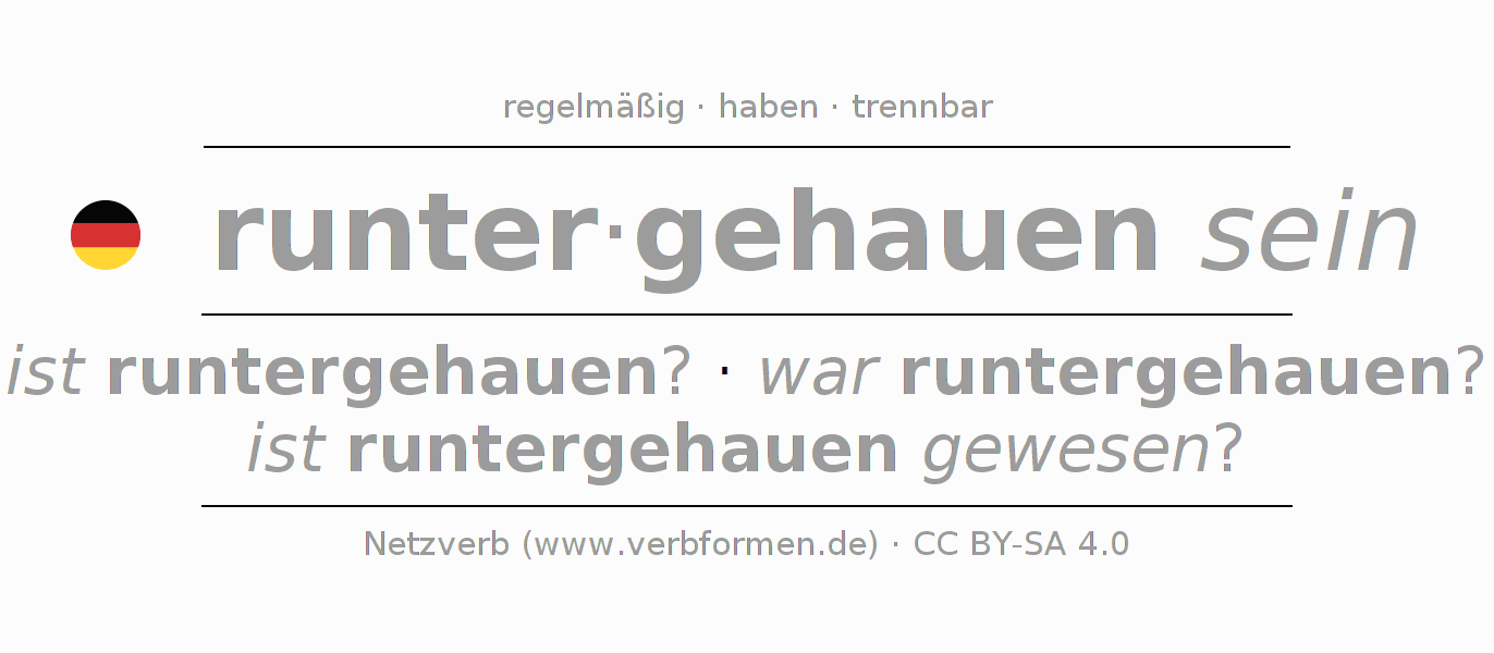 Konjugation des Verbs runterhauen