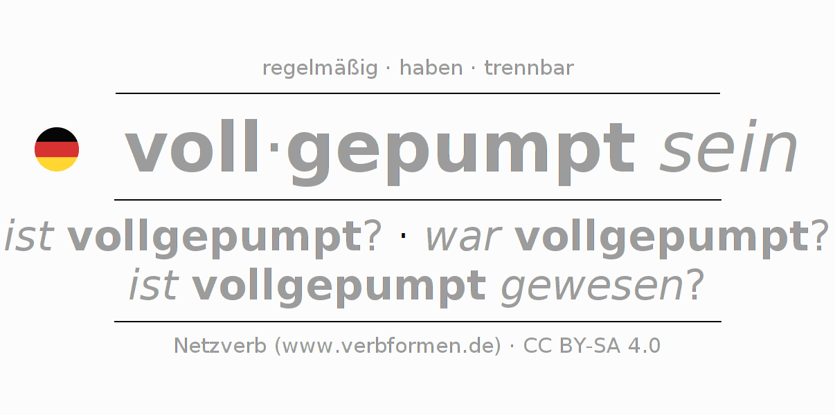 Konjugation des Verbs vollpumpen